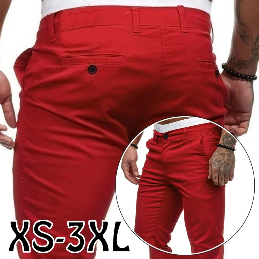 Men's Business Trousers Formal Work Pants Slim Straight Leg Casual