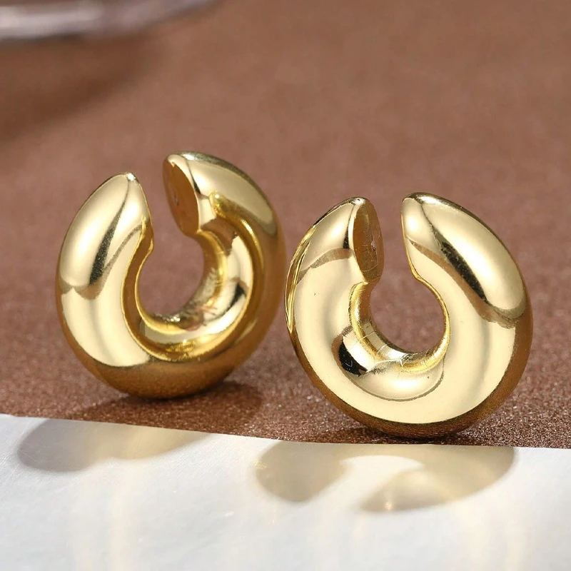 3pcs Exaggerated Geometric Earrings Set for Women Fashion Gold Color Metal Earring Clip Holiday Dating Daily Jewelry Gifts 2024