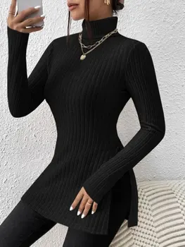 Women's Autumn and Winter High Neck Pullover Bottom Shirt 1