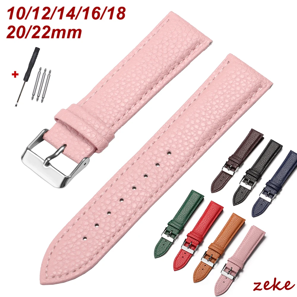 Premium Genuine Leather Watch Strap with Stainless Steel Pin Buckle - Slim Unisex Wrist Accessory
