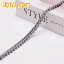 Mini Pom Pom Fringe Ribbon Lace Trim for DIY Home Decor and Crafts - 35 Vibrant Colors (Light grey)