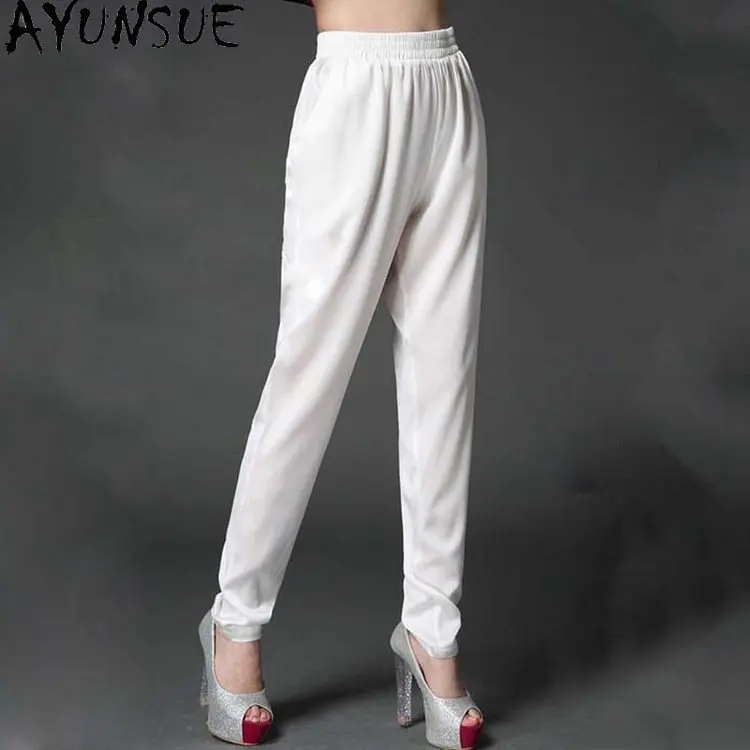 

95% Mulberry Silk Clothing Women Pants High Waist Harem Pants Spring Summer Women's Pants 2023 Elegant Long Trousers Pantalones