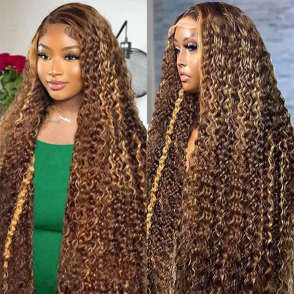 13X6 Hd Lace Frontal Wigs 427 Highlight Wig 250 Density Deep Wave Brazilian Human Hair Wigs 38In For Black Women 100% Human Hair