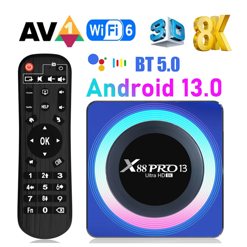 Lemfo x88pro 13 Smart TV Android decoder 13 rk3528 WiFi 6 support 8k  Bluetooth 5.0 Android decoder 13.0 32g 64g media player - AliExpress