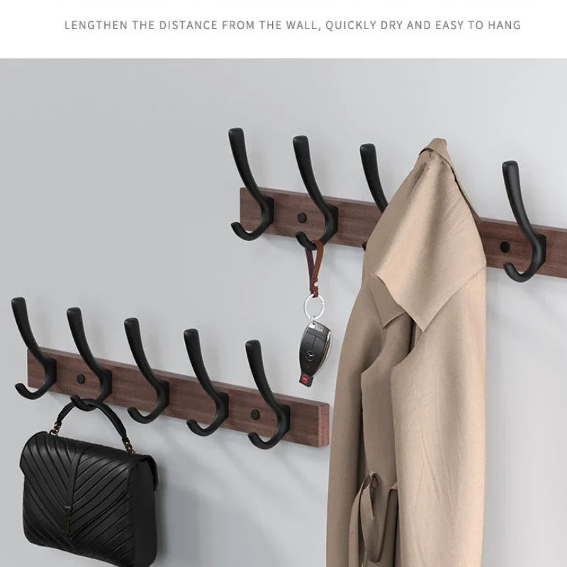 Wood Coat Rack Wall Hooks for Kitchen Bathroom Hallway Towel Key Accessories Creative Decorative Wall Storage