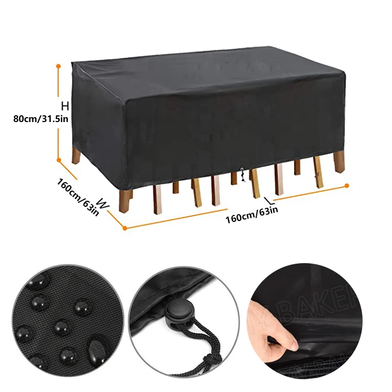 Waterproof Outdoor Terrace Garden Furniture Cover Rain And Snow Chair Cover Sofa Table And Chair Dust Cover 3