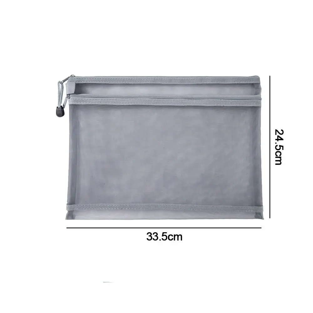 지퍼가있는 유용한 A4 문서 가방 대용량 화장품 보관 지퍼 필통 편지지 종이 주최자 더블 포켓