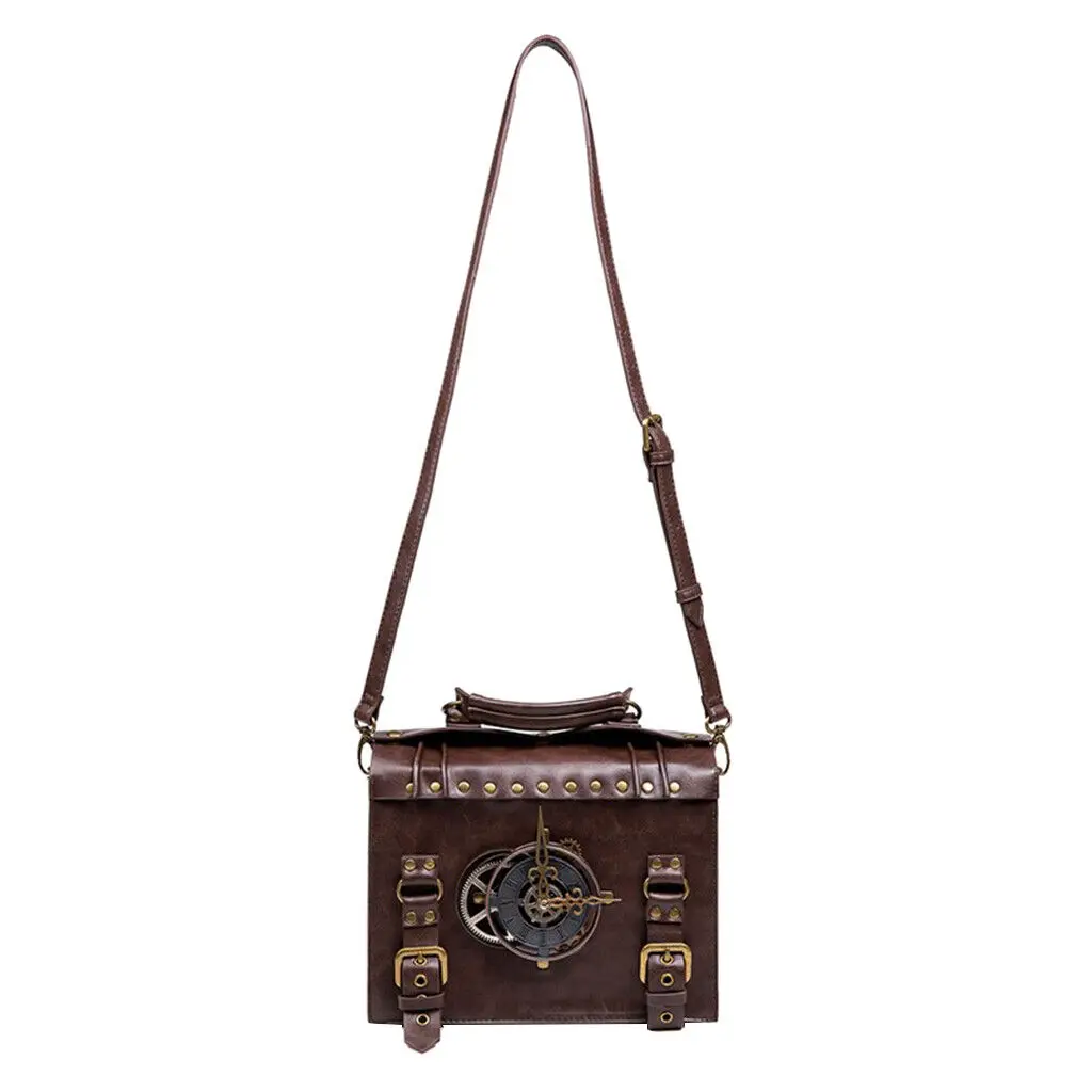 Steampunk Retro Gothic Style School Bags Men Women Shoulder Crossbody Bag Satchel PU Leather Backpack Exquisite Top-Handle Bags