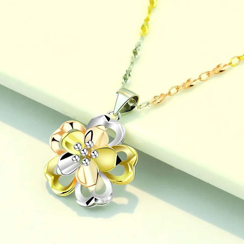 

Necklace for Women 925 Colored Gold-Plated Sterling Silver Flower Pendant Graceful and Fashionable Colorful Silver Carnation Nec