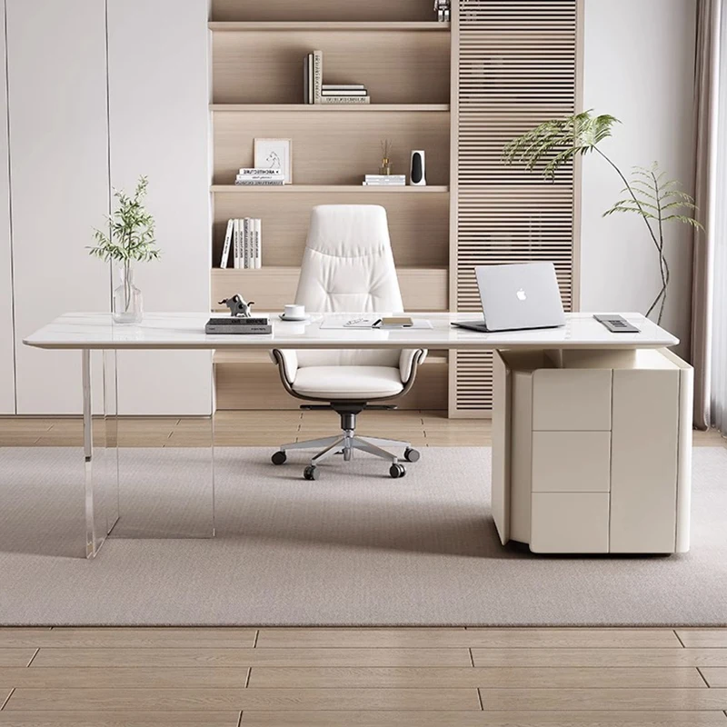 White Drafting Office Desk Studio Reception Conference Drawers Monitor Office Desk Luxury Schreibtisch Minimalist Furniture