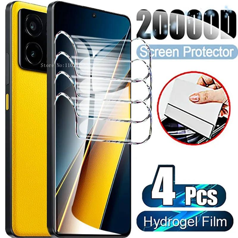 4Pcs Hydrogel Film For Xiaomi POCO X6 Pro X5 X3 X4 GT NFC M4 M3 M5 M6 Pro 5G Screen Protector For POCO F6 Pro F5 F4  F3 C65 Film