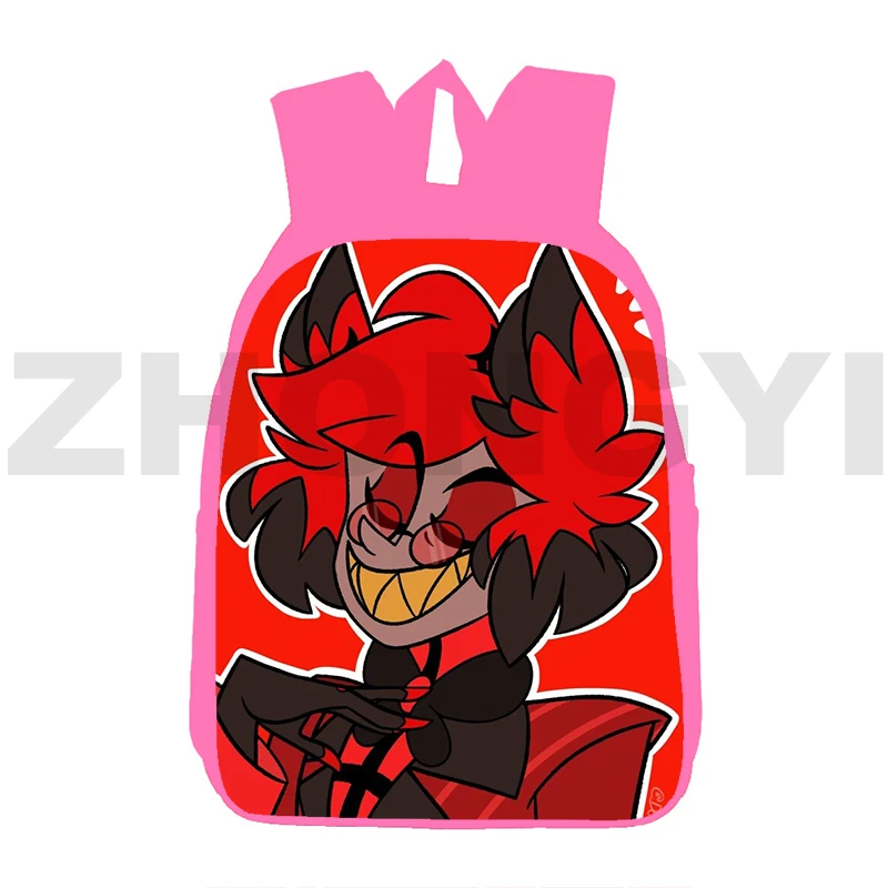 

Новый мультяшный милый рюкзак Hazbin с 3D принтом, сумка на плечо для гостиницы, 12/16 дюйма, милые школьные сумки с аниме для девочек, холщовый рюкзак для ноутбука