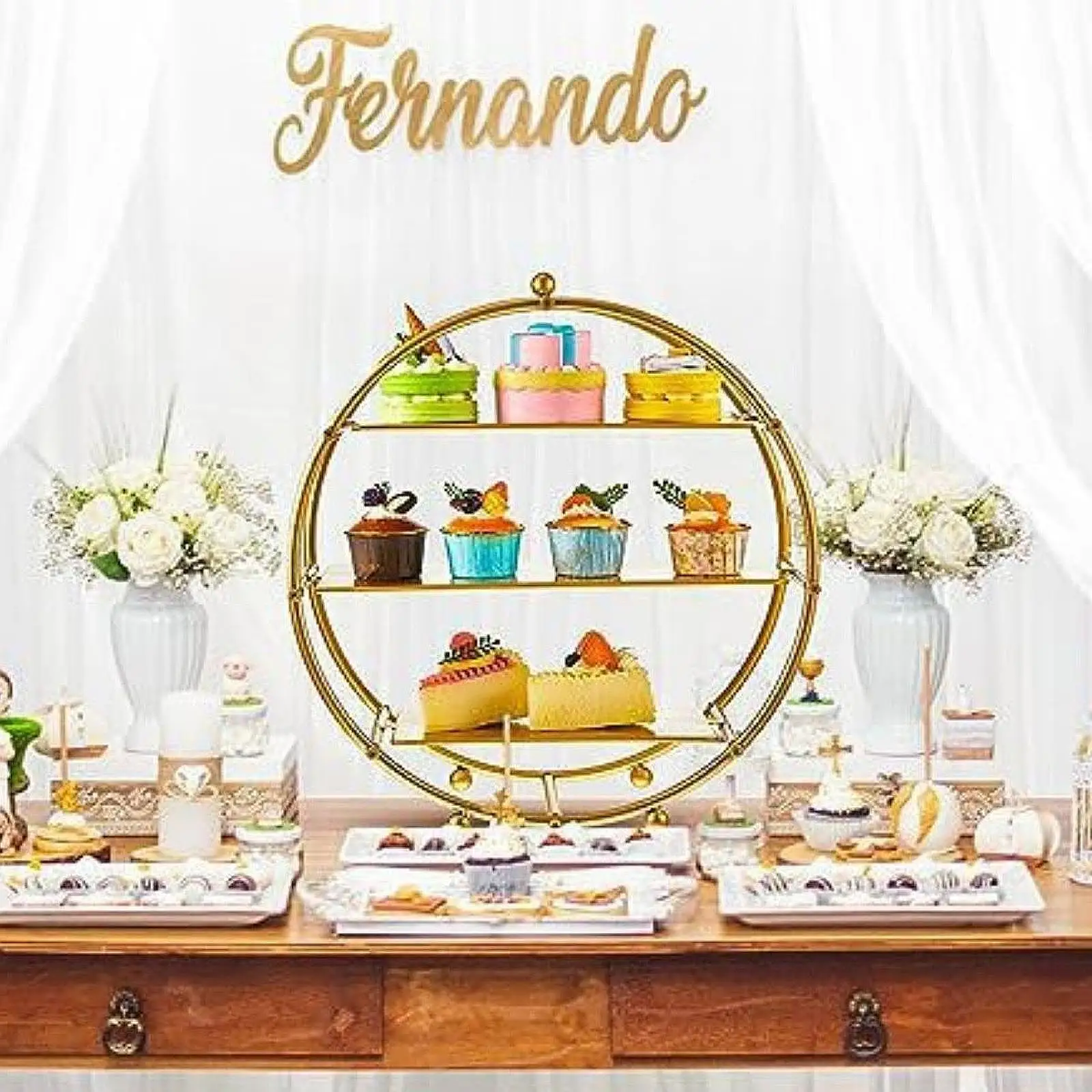 3 Layers Cupcake Stand Towers Tiered Dessert Plate Serving Tray for Wedding Afternoon Tea Party Birthday Weeding Decoration