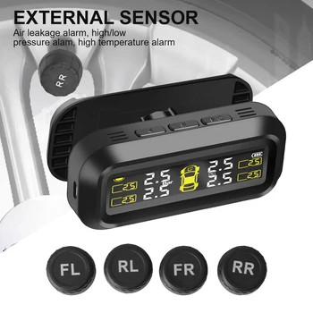 Sistema di monitoraggio della pressione dei pneumatici Monitor della pressione dei pneumatici per auto Allarme della pressione dei pneumatici con 4 sensori esterni