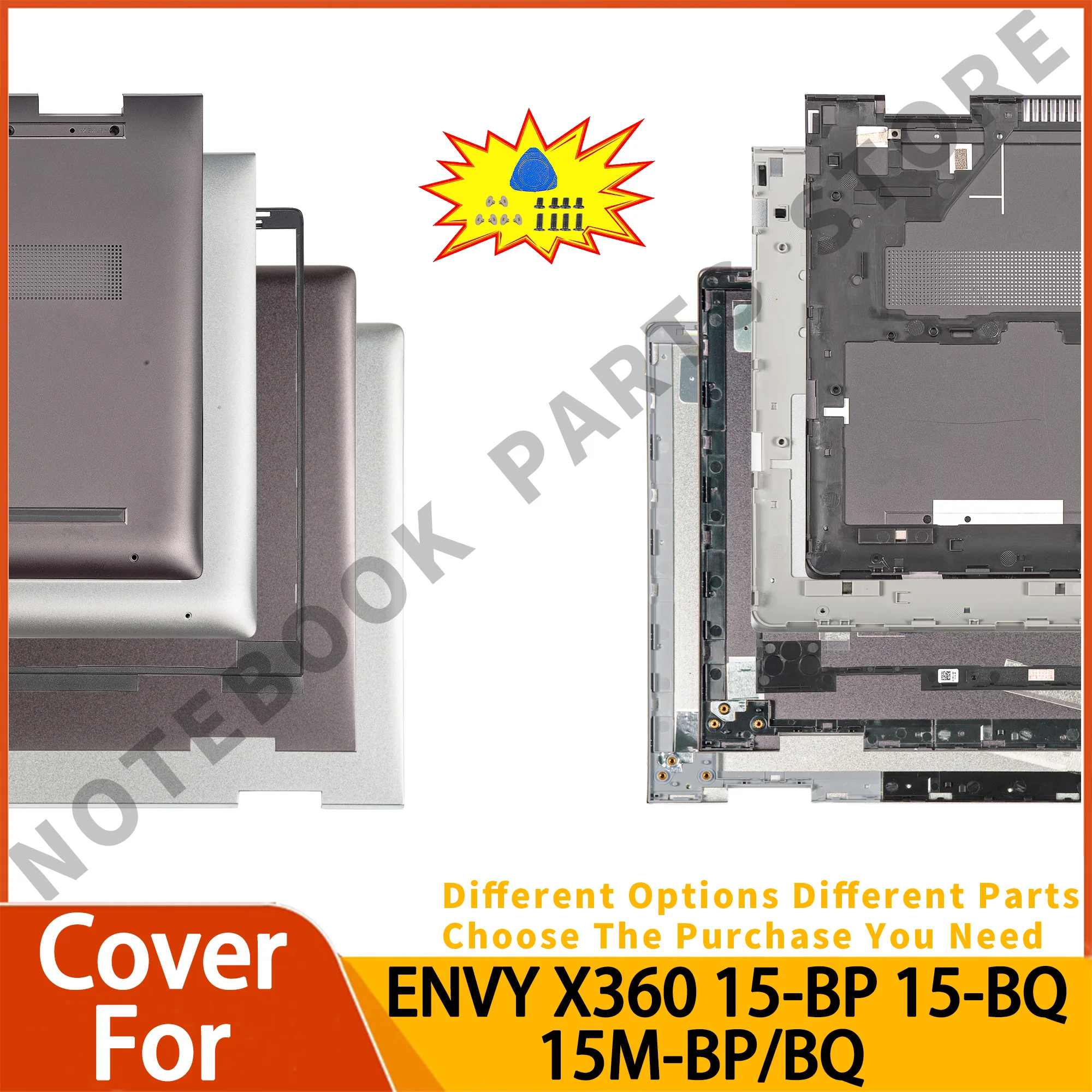 Scocca Top Cover LCD + Coppia di Cerniere Hinges per