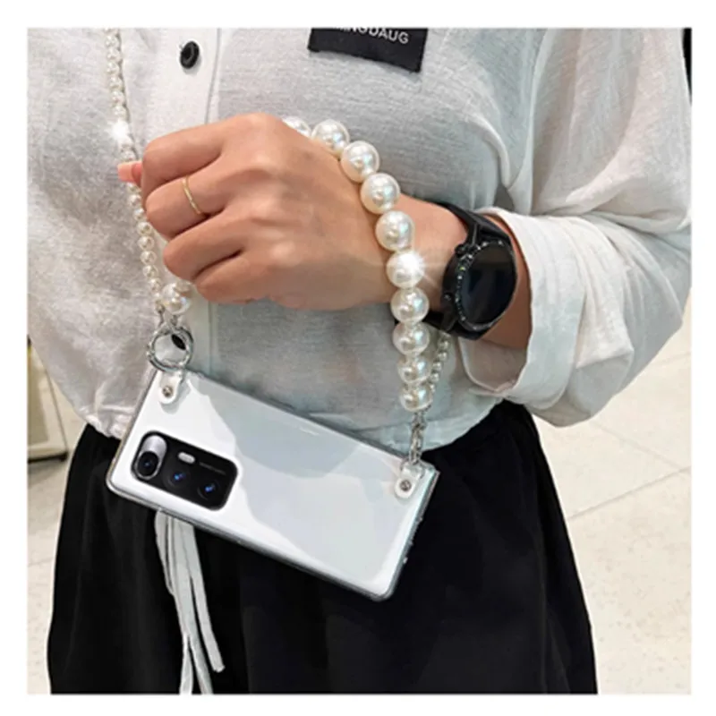 Custodia Trasparente Per Telefono A Catena A Tracolla Con Perle Anti Goccia Per Samsung Galaxy Z Fold 5 Custodia Per Galaxy Z Fold 4 Cover Z Fold 3 2 