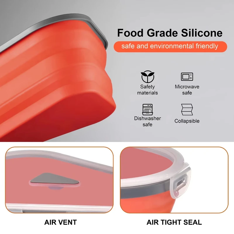Triangular Pizza Box Kit with 5 Trays-Food Safe Silicone Collapsible Design, Heat Resistant Reusable Takeout Container