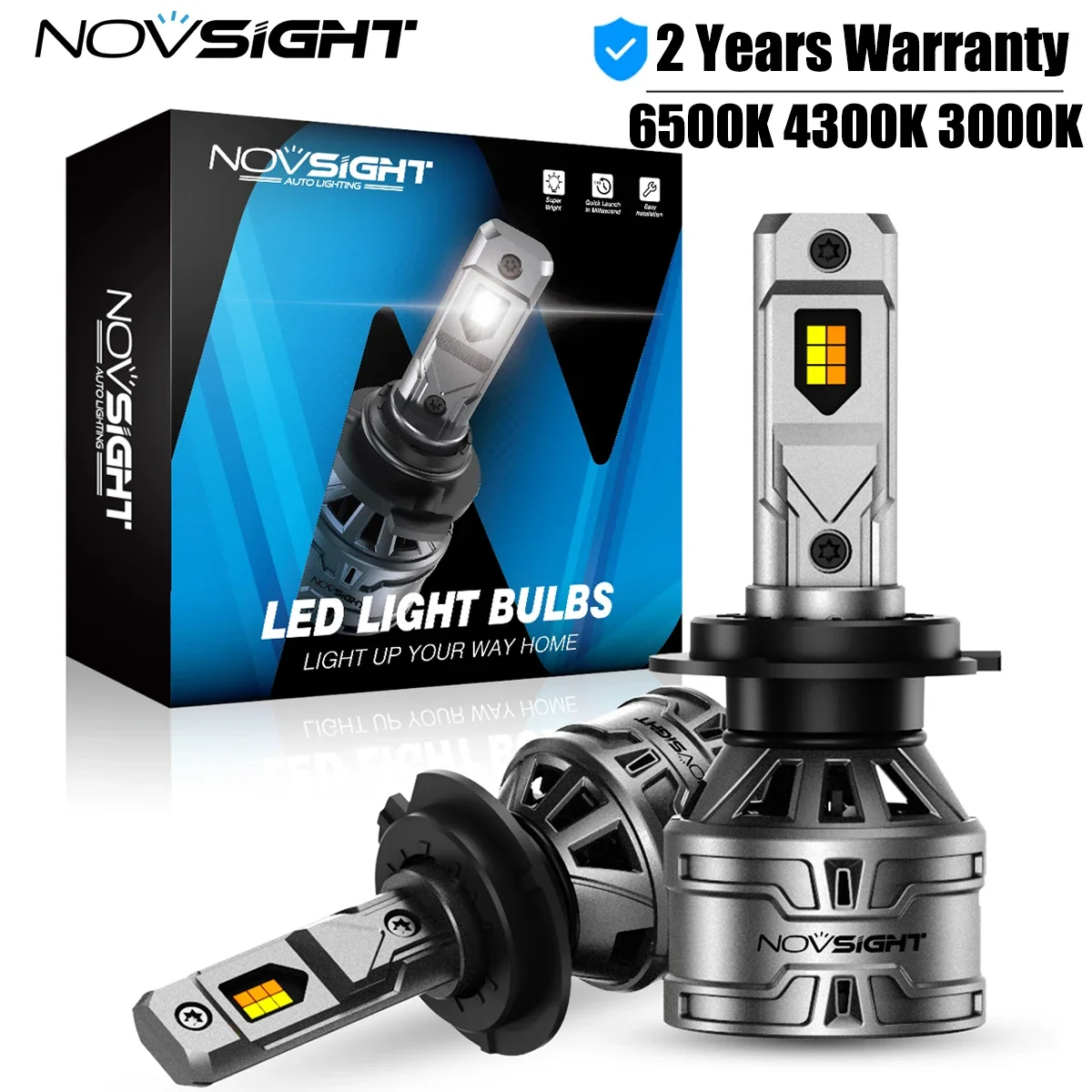 

NOVSIGHT 6500K 4300K 3000K 3 Color Headlight H7 LED H4 H11 H8 H9 9005 HB3 9006 HB4 9012 Car Headlight Bulbs 60W 13000LM Headlamp