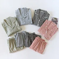2026 New Japanese Spring and Autumn Couple Pajama Set 100% Cotton Men's and Women's Plaid Long Sleeve Two Piece Home Furnishing