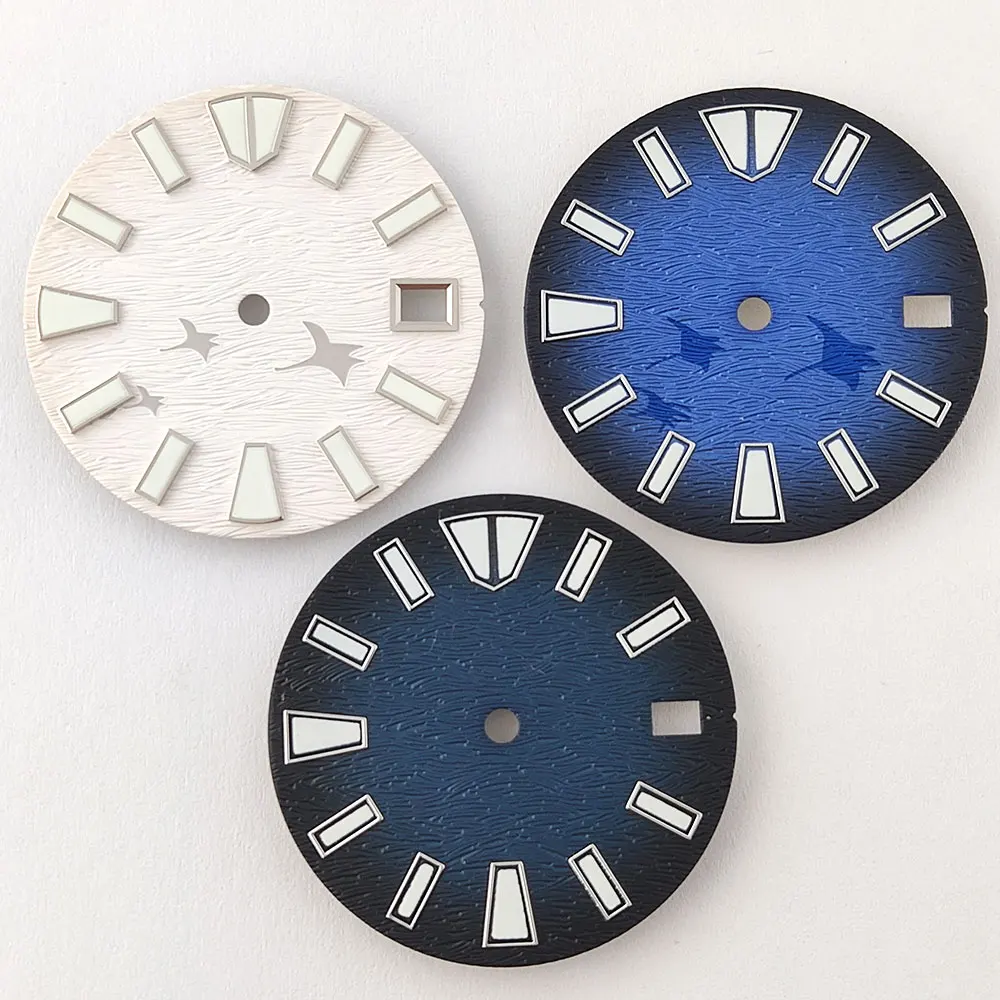 Custom White, Black, and Blue Dial with Green Luminescence