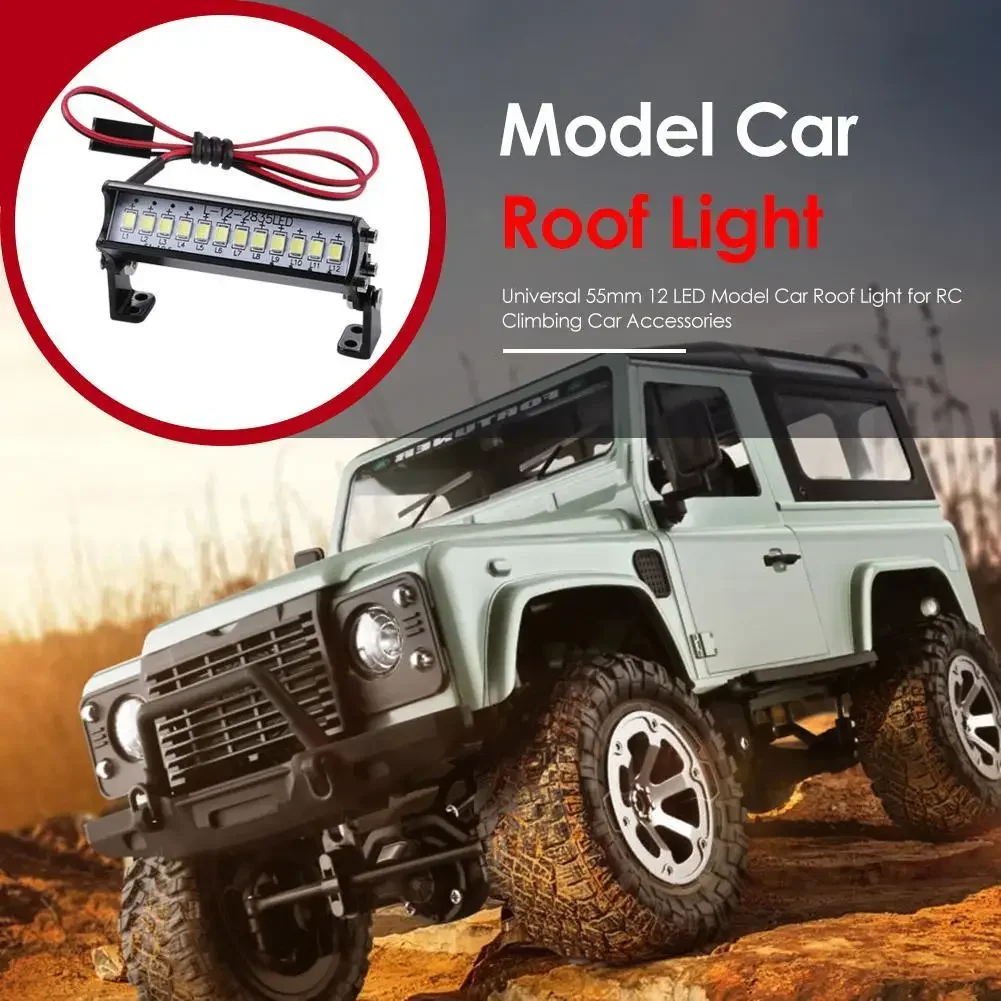 55mm RC Car LED Light Bar 1:10 RC Climbing Car Model Part 12 LED Hight Bright Light Model Truck Roof Lamp Bar RC Car Accessories