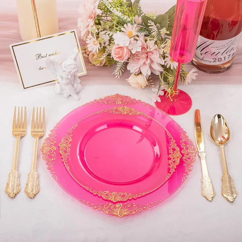 Purple Plastic Plates 50pc For Parties Weddings