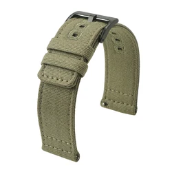 Quick Release Nylon Canvas Watch Strap with Brushed Buckle - Multiple Sizes Available - 22mm (Army green bk buckle)