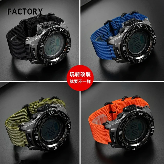 Nylon Orange Army Green Watch Strap for Casio PROTREK PRW-2500T/3500/5000/5100/2000  Black Blue Khaki High Quality Bracelet - AliExpress