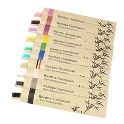 Eco-Friendly Children's Bamboo Toothbrush Set with Soft Bristles - Pack of 10 (10Pcs Mix colors)