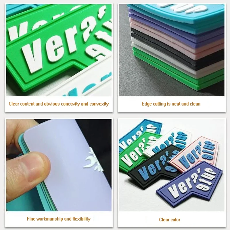 Three-colour Sew On Private Color 3D PVC Soft Silicone Label Tags For Shoes Garment Accessories