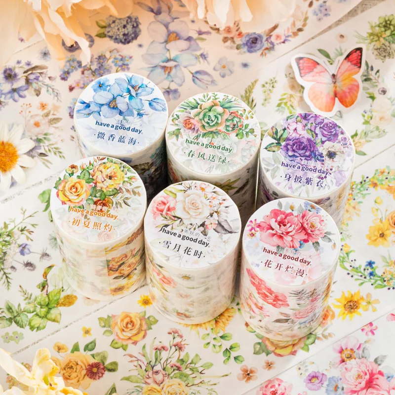 Yoofun 6.5cm X 2m Flower Washi Tape For Journaling Scrapbooking Decoration  Floral Masking Tape Diary Card Making Stationery - Washi Tape - AliExpress