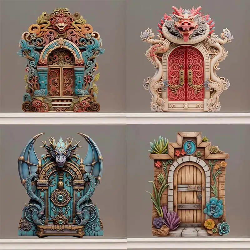 Dragon Fantasy House Decor - Fairy Door Wall Sticker Living Room ...
