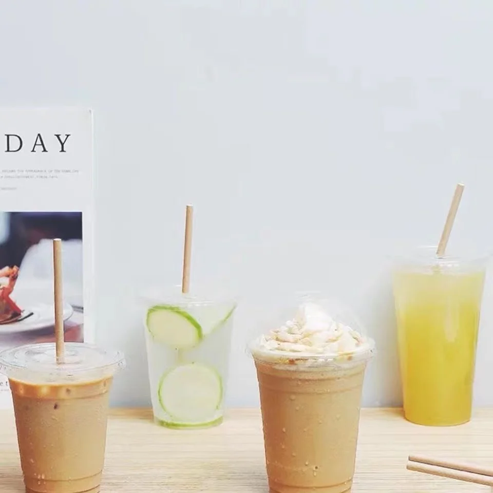 Fruit Cups Ice Disposable Bubble Tea Cup Smoothie Cold Drinking Cup Dome Lids 50Pcs plastic cups,disposable paper cups,plastic dessert cups,dessert cups
