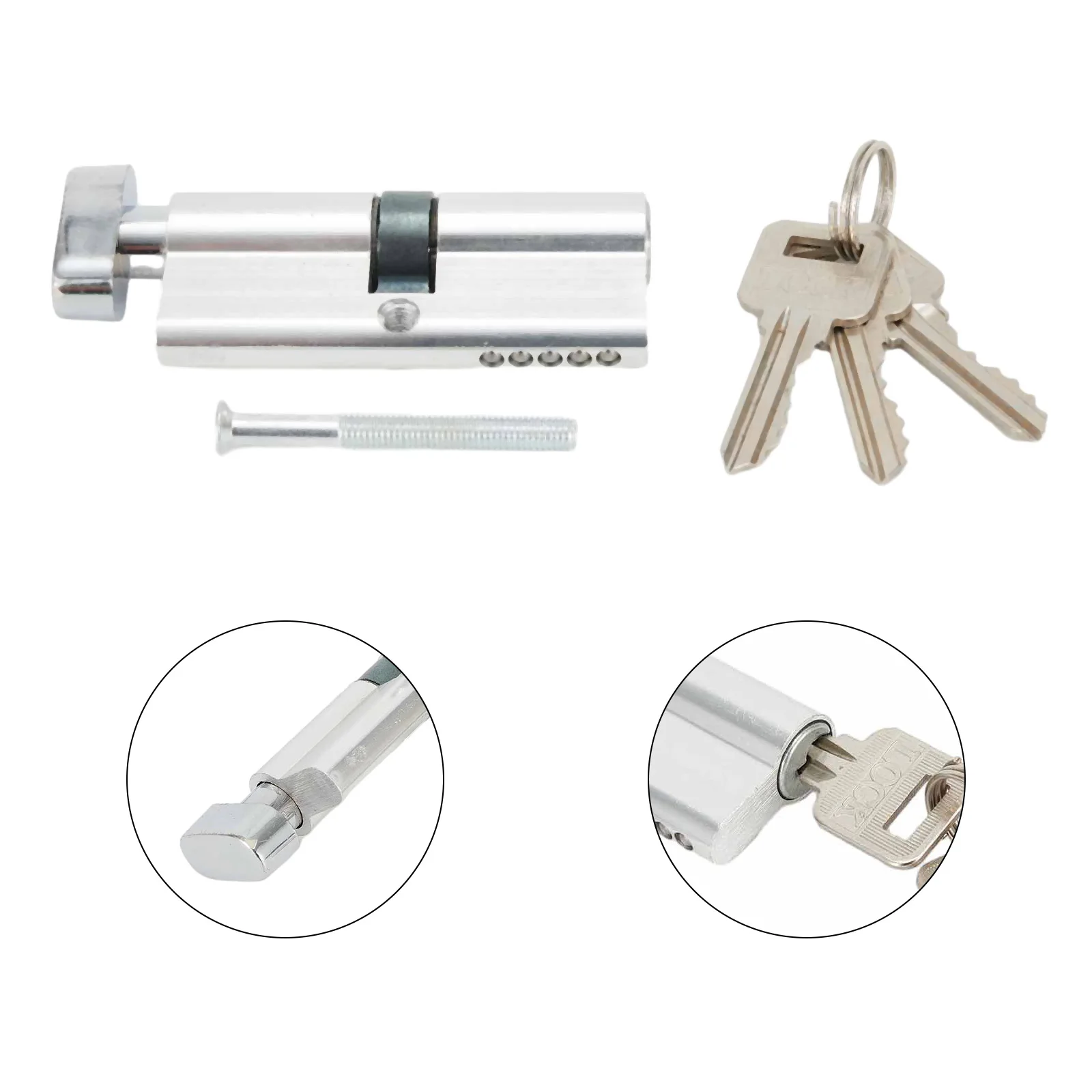 

Brand New Lock Cylinder Accessories Keys Kit Multi-way Lock Silver Thumb Turn Against Theft Aluminum Anti Pick