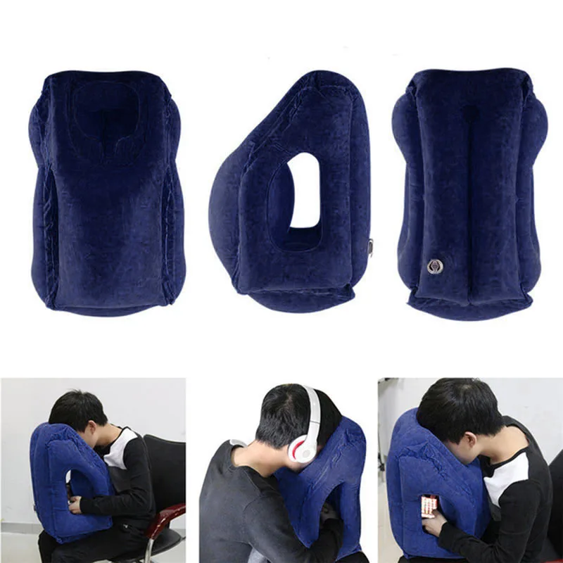 PVC Inflatable Air Travel Pillow Portable Headrest Chin Support Cushions for Airplane Plane Car Office Rest Neck Nap Pillows