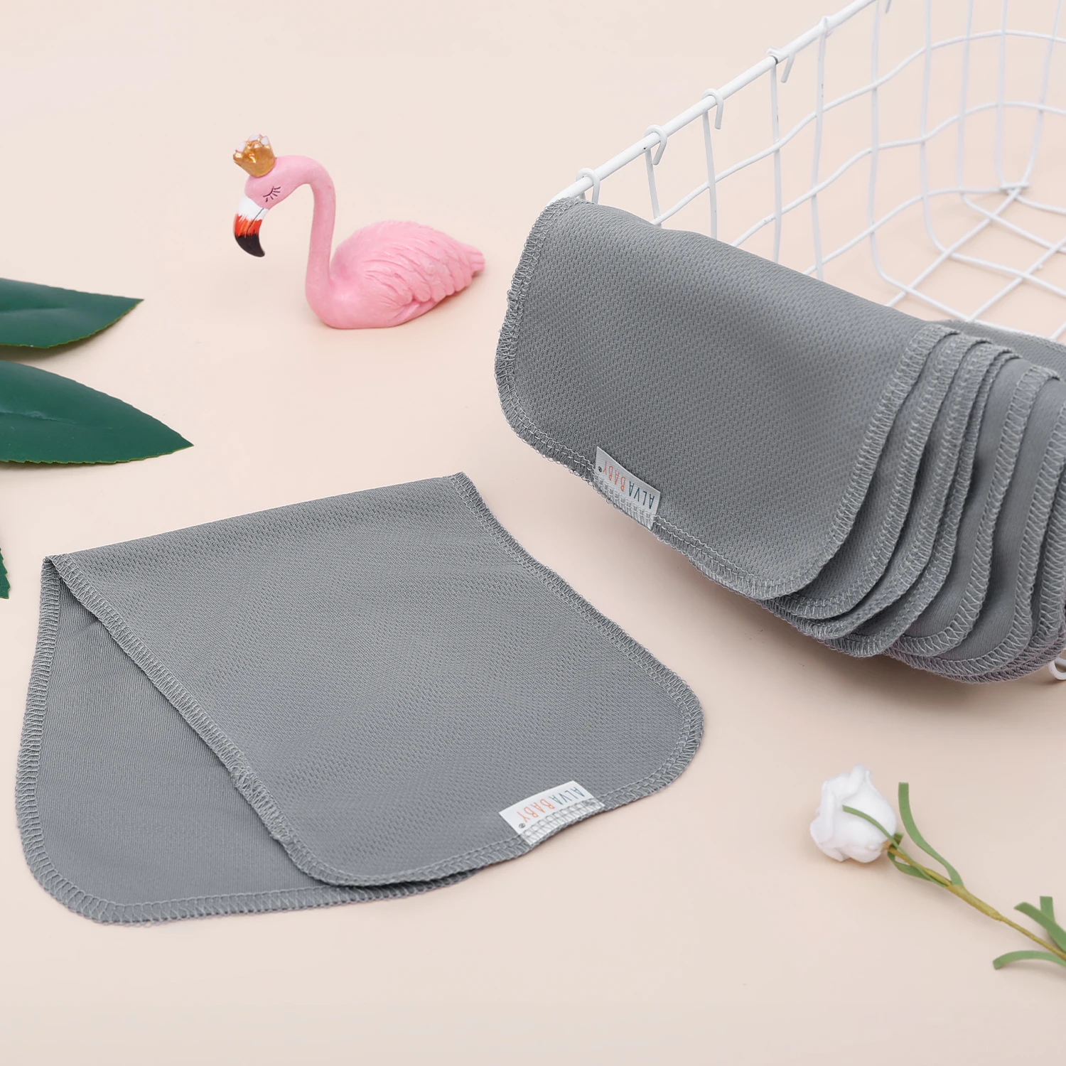 10pcs per pack 1-layer AWJ liners ALVABABY Reusable Nappy Liners Infant Baby Athletic Wicking Jersey Cloth Diaper Liners Grey Diaper Liners