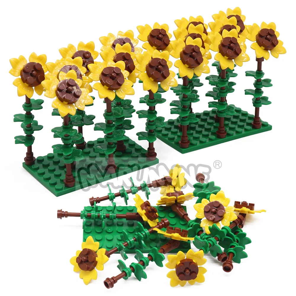 MARUMINE 105PCS 해바라기 빌딩 블록 세트 MOC 크리 에이 티브 가든 농장 장면 벽돌 건설 모델 키트 액세서리 3260 3036