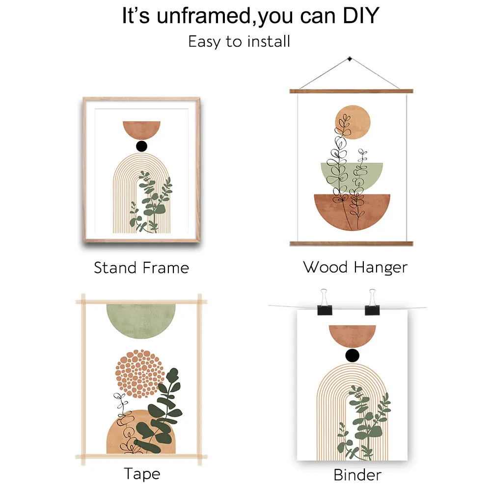 Boho Abstract Plant Canvas Set 6