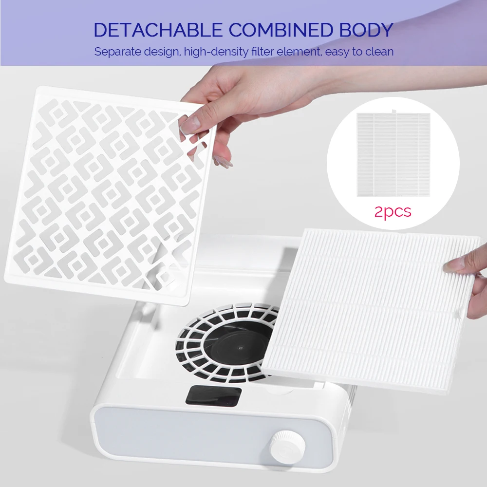 Turbine Brushless Nail Dust Collector Rechargeable Vacuum Dust Strong Suction Reusable Filter With Brush Speed Adjustable Manicu