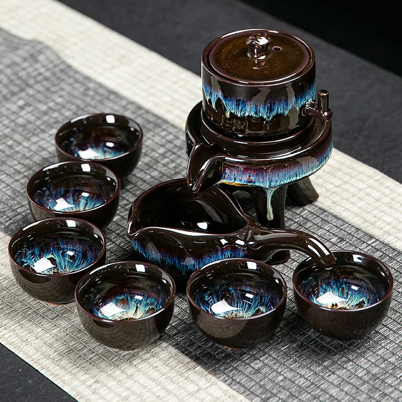 Exquisite Stone grinding shape tea set,Handmade Tea Pot Cup Set Chinese Tea Ceremony Gift GungFu Cup