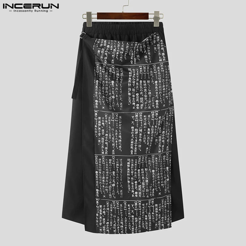 Men Casual Pants Print Patchwork Elastic Waist Streetwear Fashion Irregular Trousers Loose Wide Leg Pants Men S-5XL INCERUN wide leg pants wide leg sweatpants