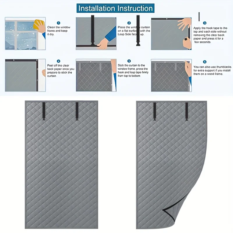 Thermal Door Curtain - Winter Insulated Roll Up Cover with Storage Buckle, Easy Install