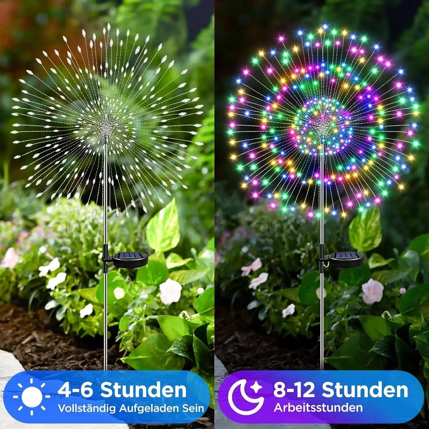 Solarleuchten für den Garten im Freien, 60/200/420 LED, Löwenzahn-Beleuchtung, Solar-Feuerwerk, Licht für Weihnachten, Halloween, Rasendekoration_voghion.com