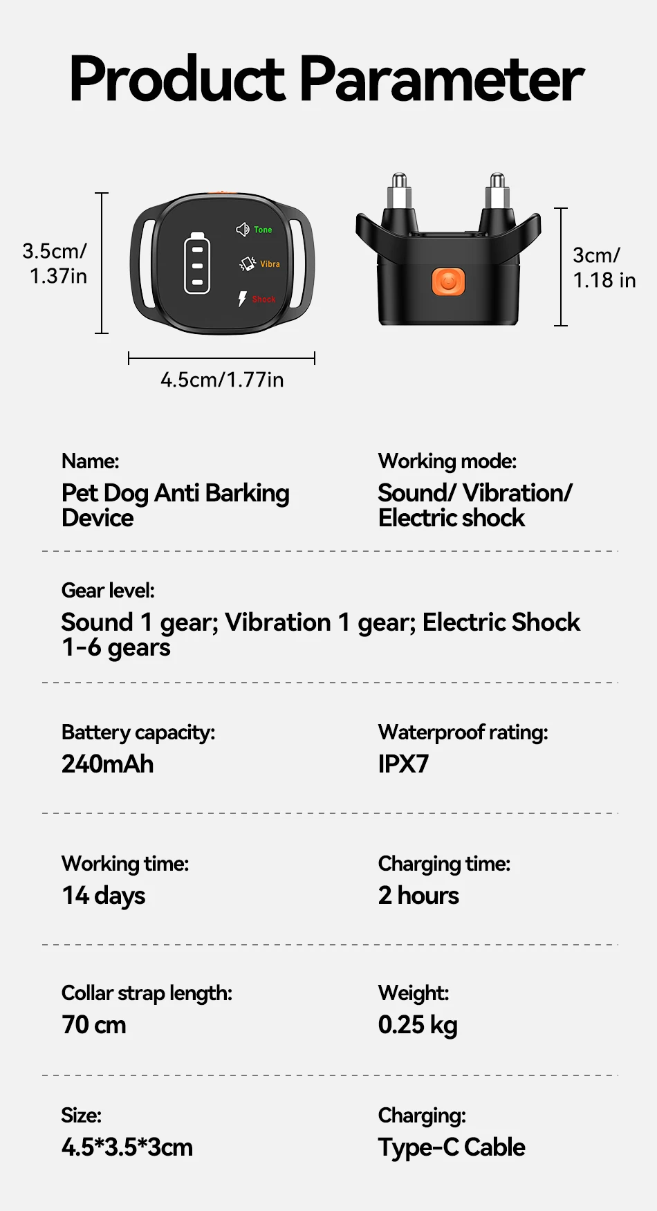 S1debf1591fdb44e3b25fc2de4fde3018d ROJECO Collier Anti Aboiement Chien Intelligent IPX7 avec Écran LED