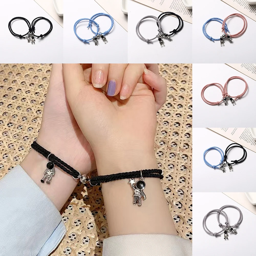 Couple Bracelet Astronaut Small Rubber Band to Send Girlfriend Boyfriend Magnet Stone Bell Bracelet Knot Head Rope Jewelry bracelet jewelry