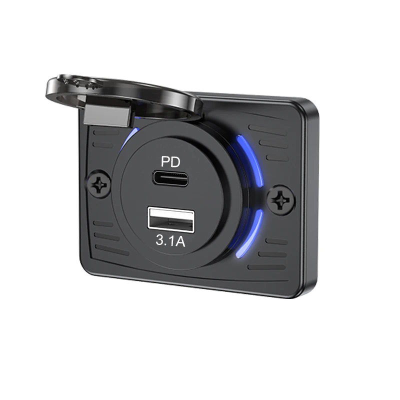 Enhanced USB Outlet Wall Mount with Sliding Cap - Fast Charging Power Adapter, Waterproof