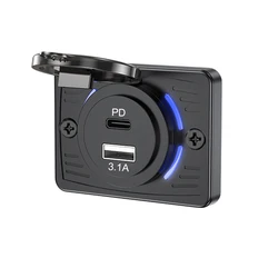 Enhanced USB Outlet Wall Mount with Sliding Cap - Fast Charging Power Adapter, Waterproof (PD USB)