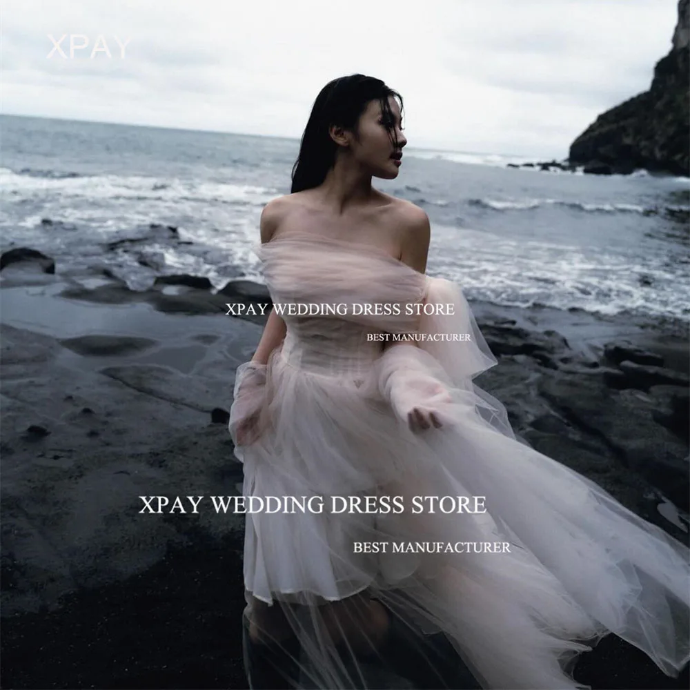 

XPAY Off Shoulder A Line Korea Wedding Dresses 2024 웨딩드레스 Beach Prom Party Photos Shoot Backless Custom Made Bridal Party Dress