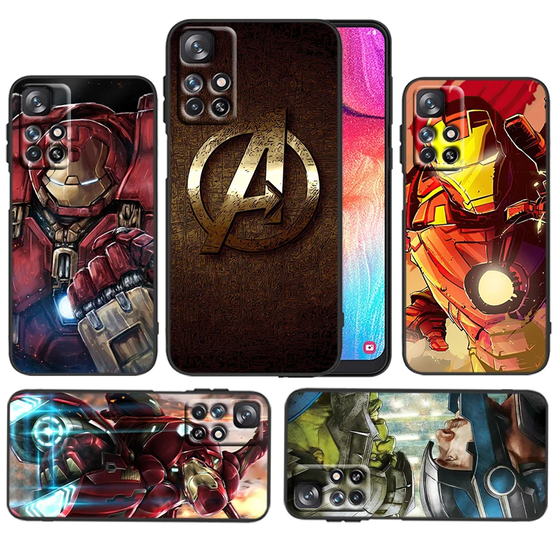 

marvel iron man movie For Xiaomi Redmi 11 Prime 10 10X 9T 9C 9C 8 A1 K50 K40S Gaming 4G 5G Silicone TPU Soft Black Phone Case