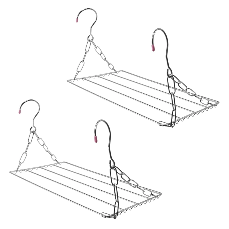 

2X Multifunctional Clothes Drying Rack, Stainless Steel Laundry Garment Drying Hanger For Hanging Clothes, Towels, Socks